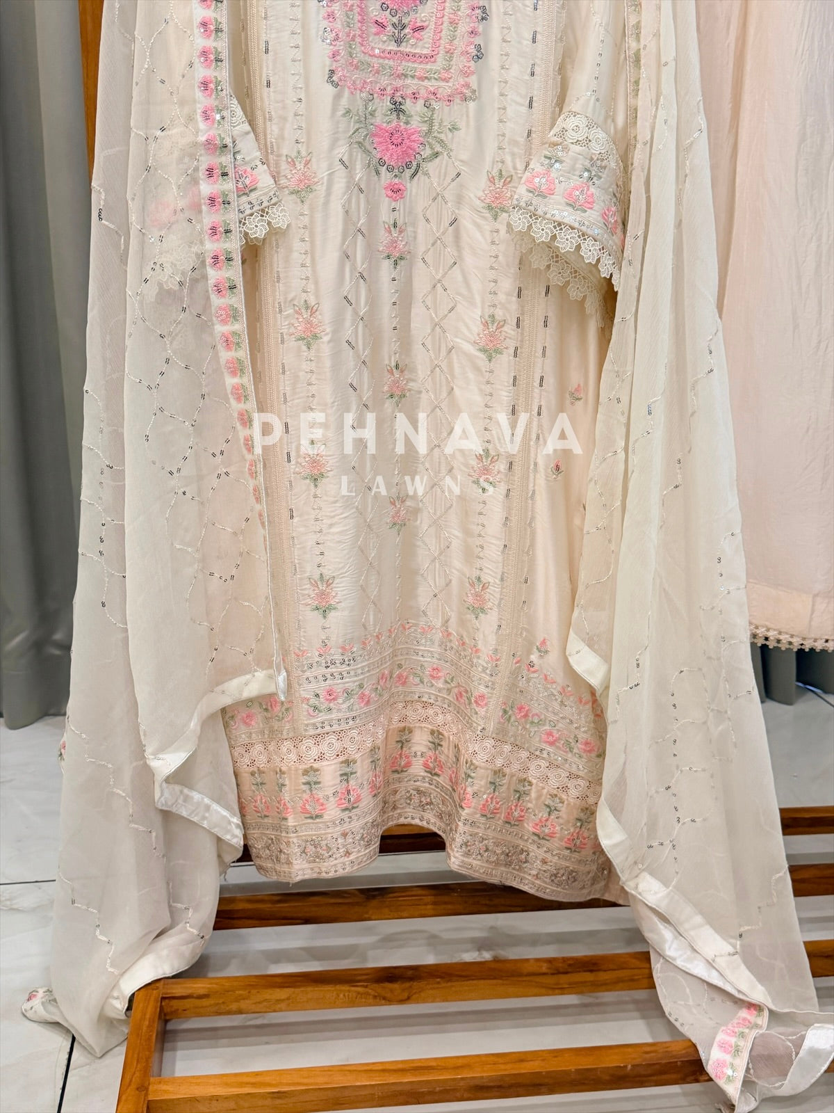 Premium Silk Embroidered Suit - Pehnava Lawns