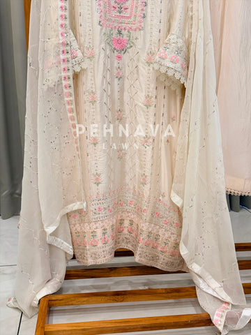 Premium Silk Embroidered Suit - Pehnava Lawns