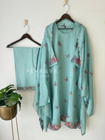 Floral Scallop Chanderi Suit Set-2992