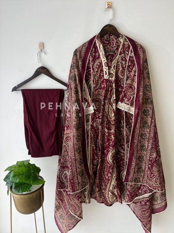V-Neck Paisley Pattern Suit-4014