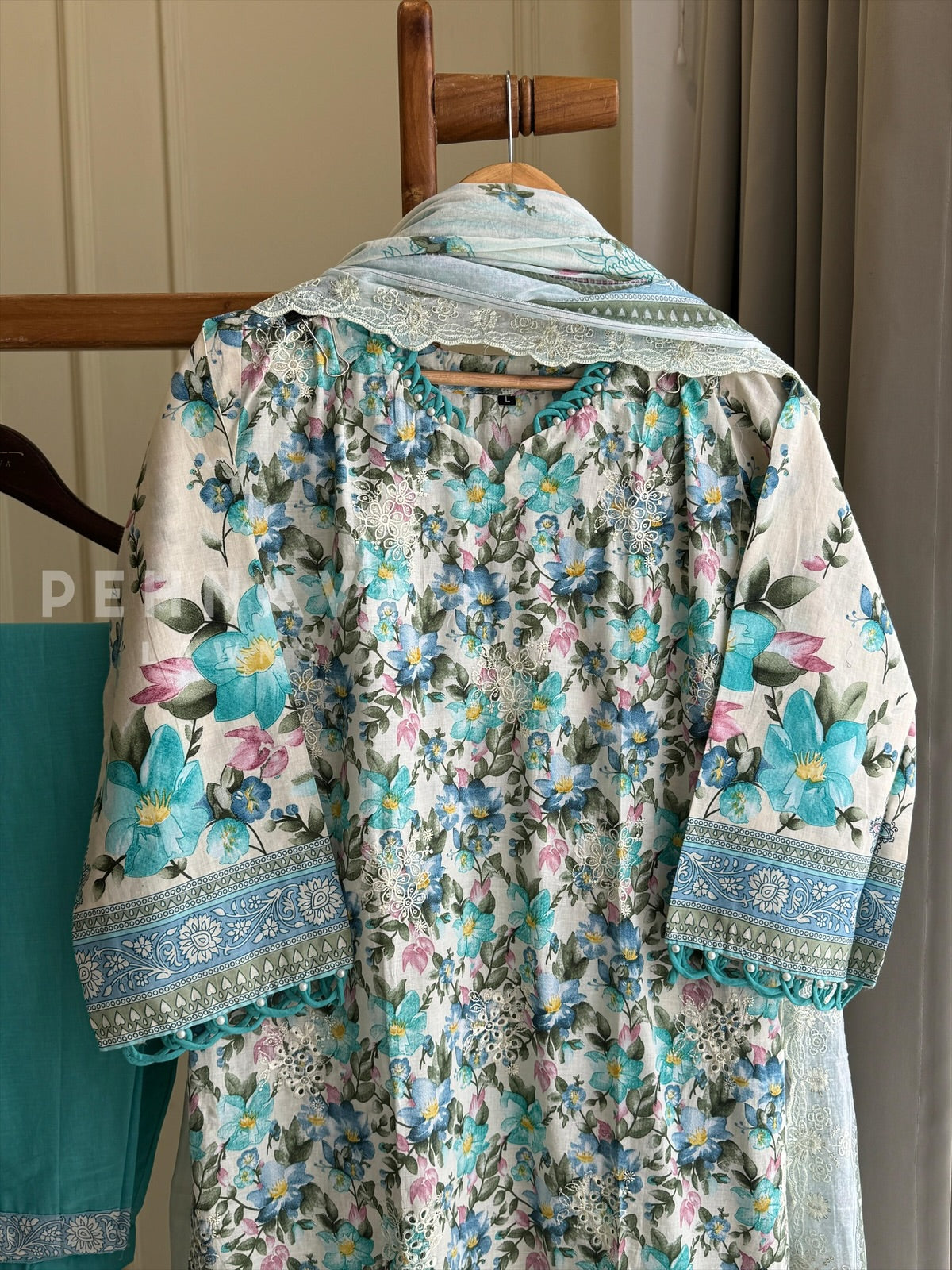 Printed Suit ft Embroidered  and Lace Detailing