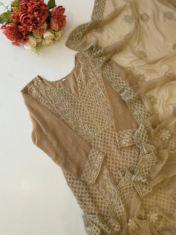 Pure georgette Chikankari embellished suit