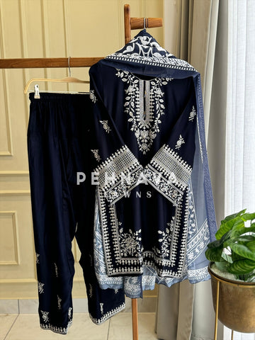 Minimal Embroidered Rayon Ethnic Set