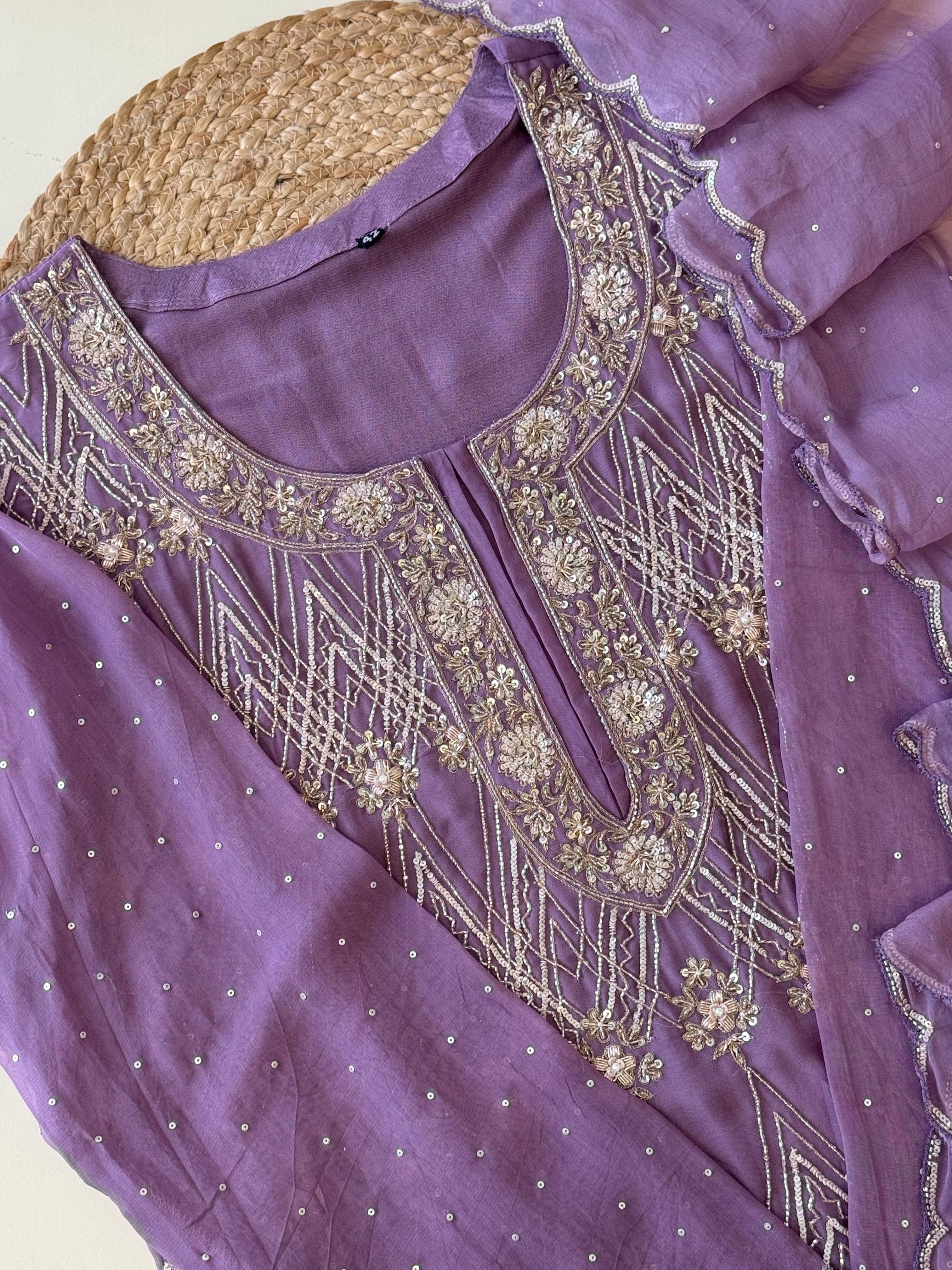 Premium Lavender Handworked  Sharara