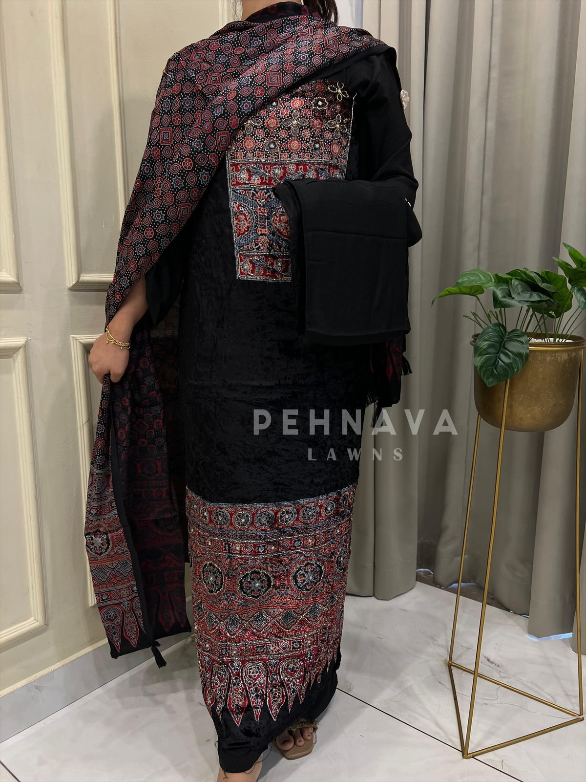 Velvet Touch Ajrakh Suit - Pehnava Lawns