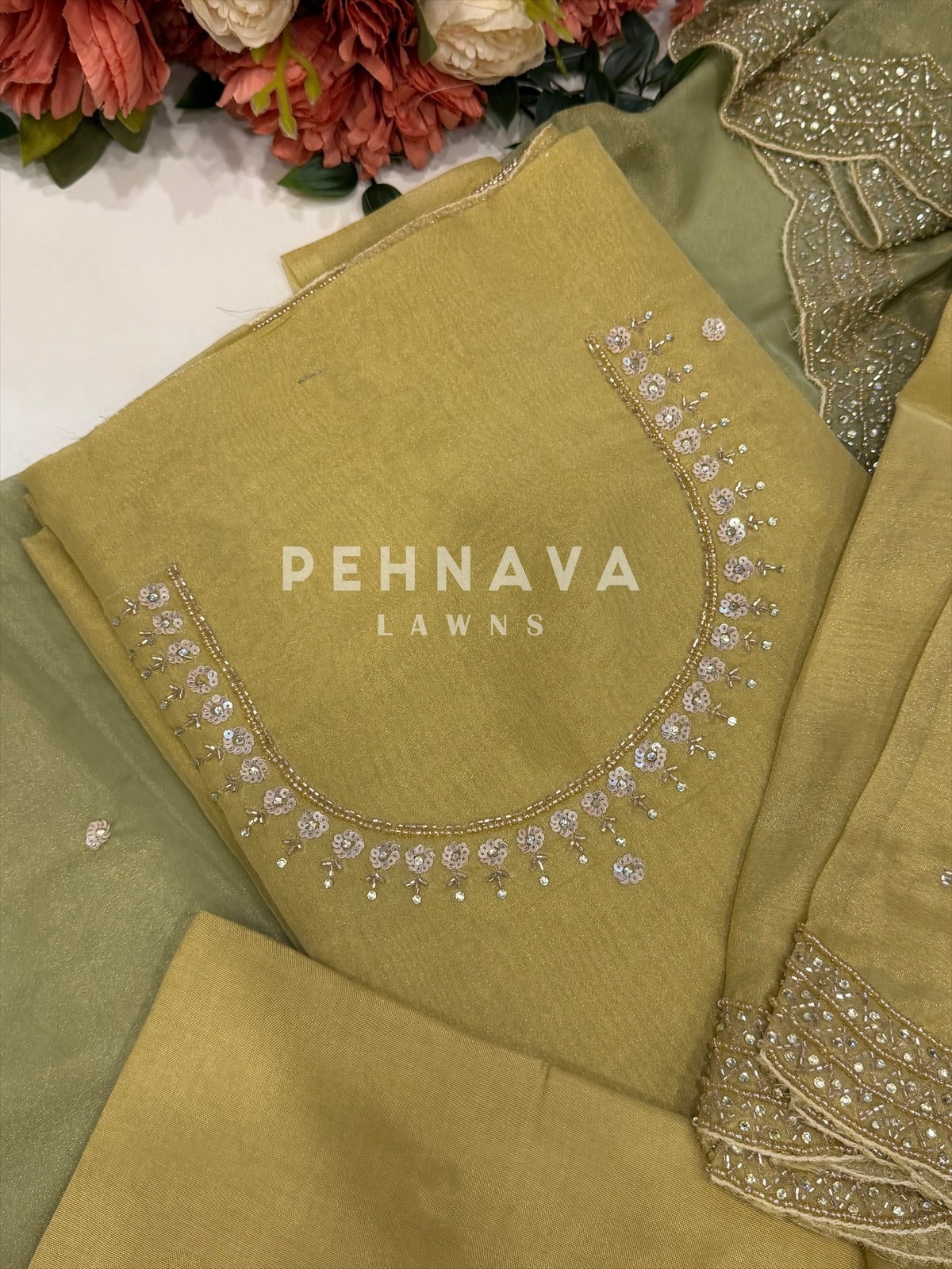 Tissue Handworked Unstitched Suit-302