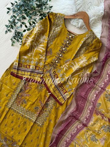 Embroidered Cotton Pakistani Suit-3374-M