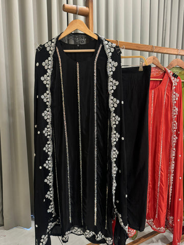 Premium Handworked Crepe Stright-cut suit-3468