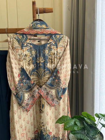 Printed Muslin Suit Set-306