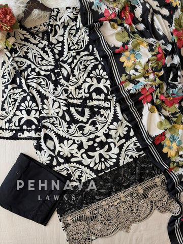 Printed casual suit with Cotton dupatta-1066