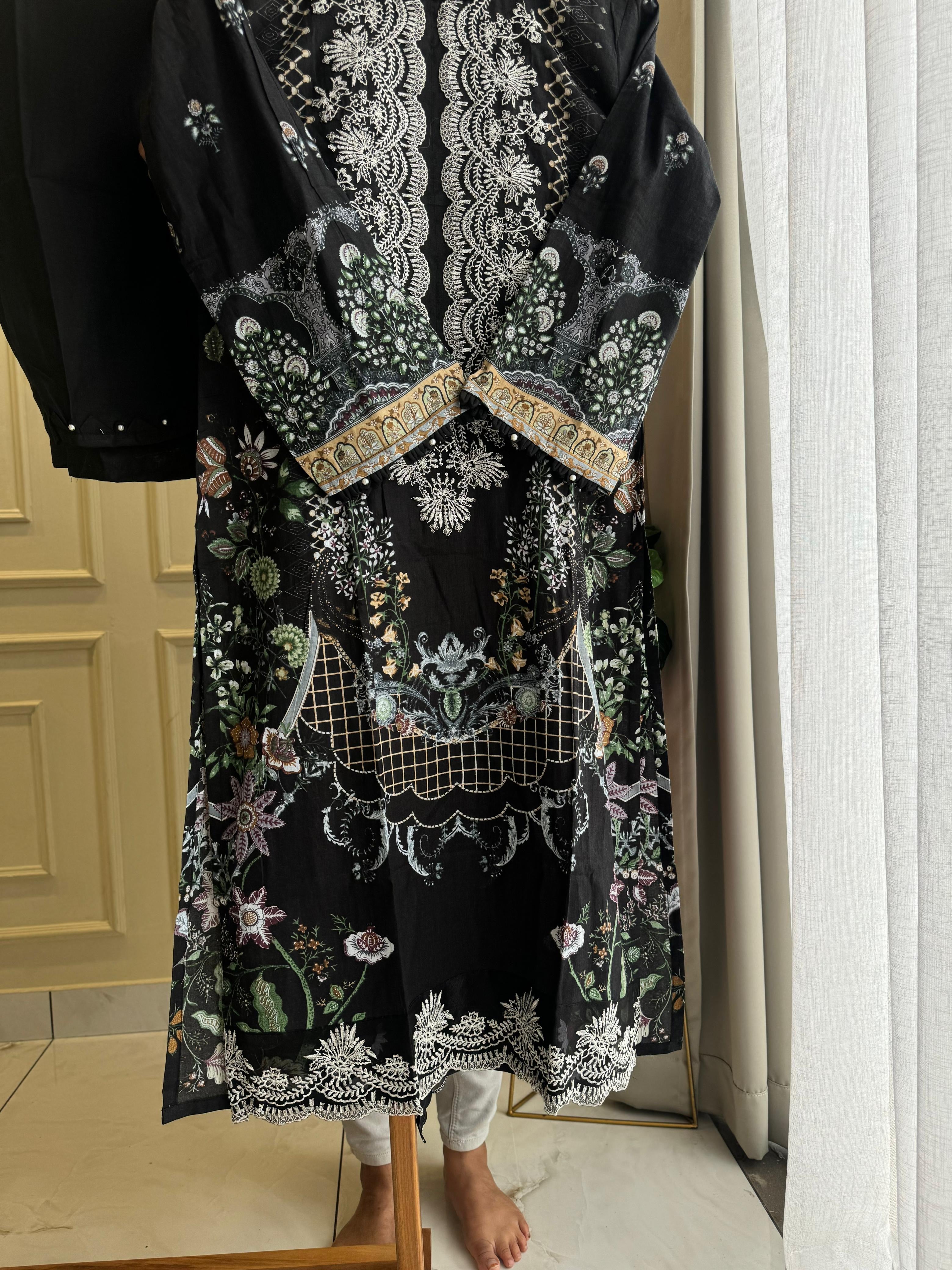 New Stitched Embellished Floral Suit-5