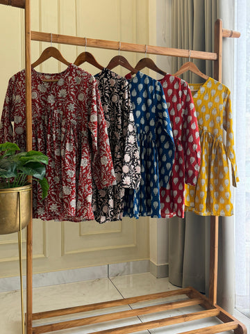 Casual Pure Cotton Block Printed Short Kurtis
