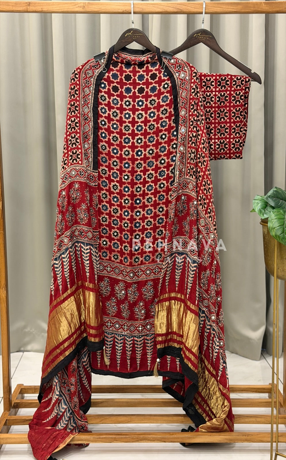 Ajrak Printed Unstitched Suit