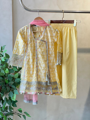 Kids party wear -ready to wear MKD-EF25–09-YELLOW - Pehnava Lawns