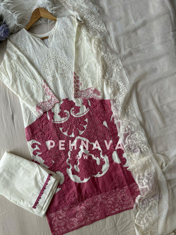 Multi Shaded Suit With Appliqué Design-1286c