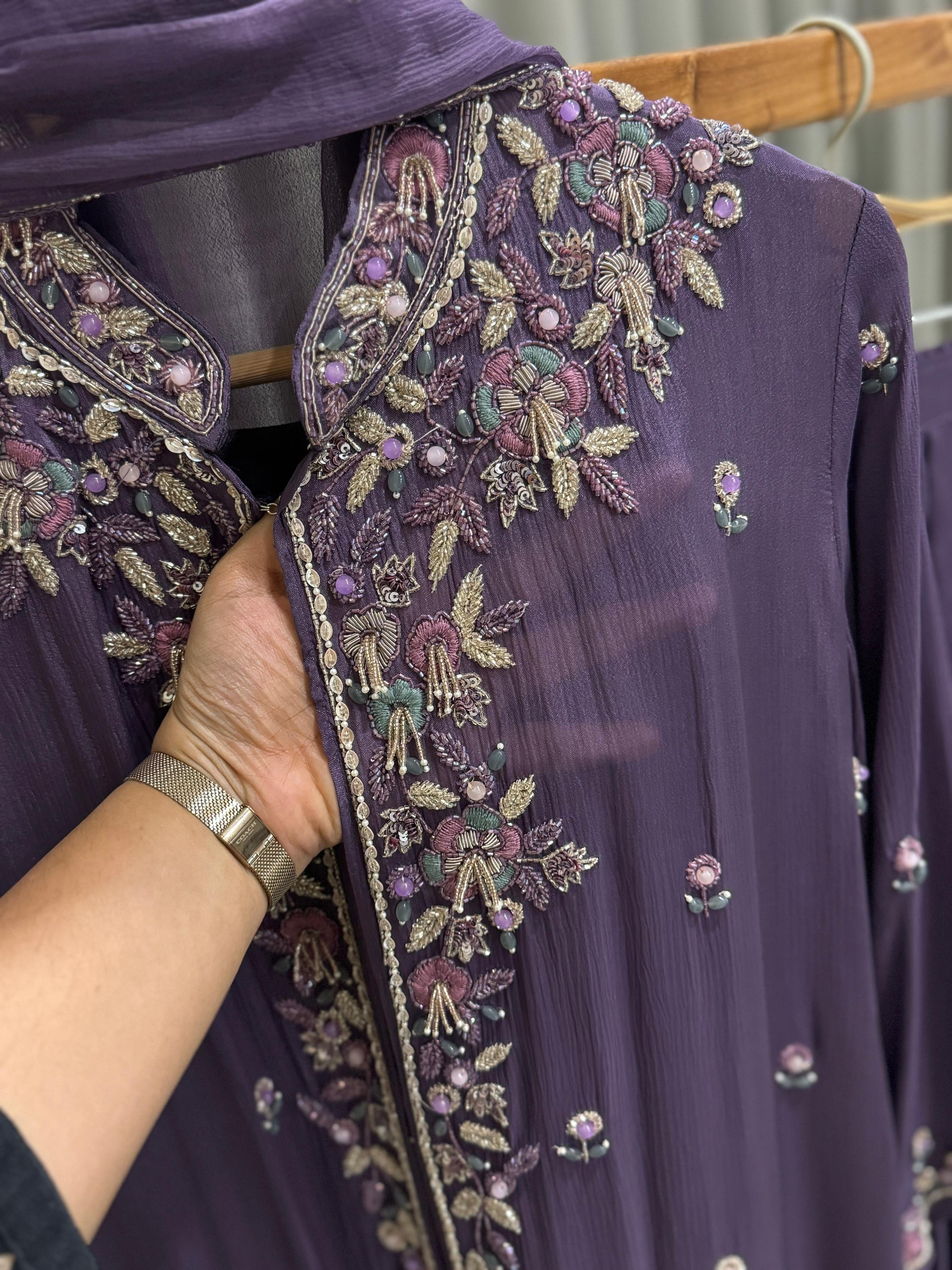 Premium Jacket Dress With Floral Handwork