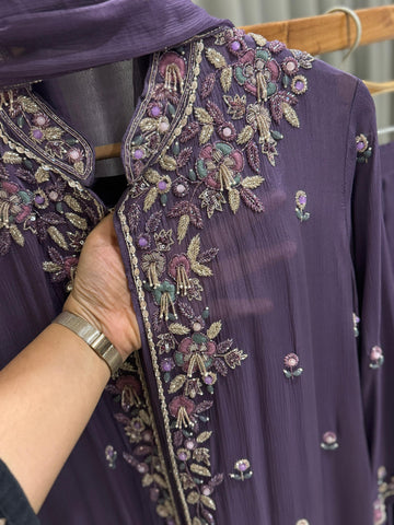 Premium Jacket Dress With Floral Handwork
