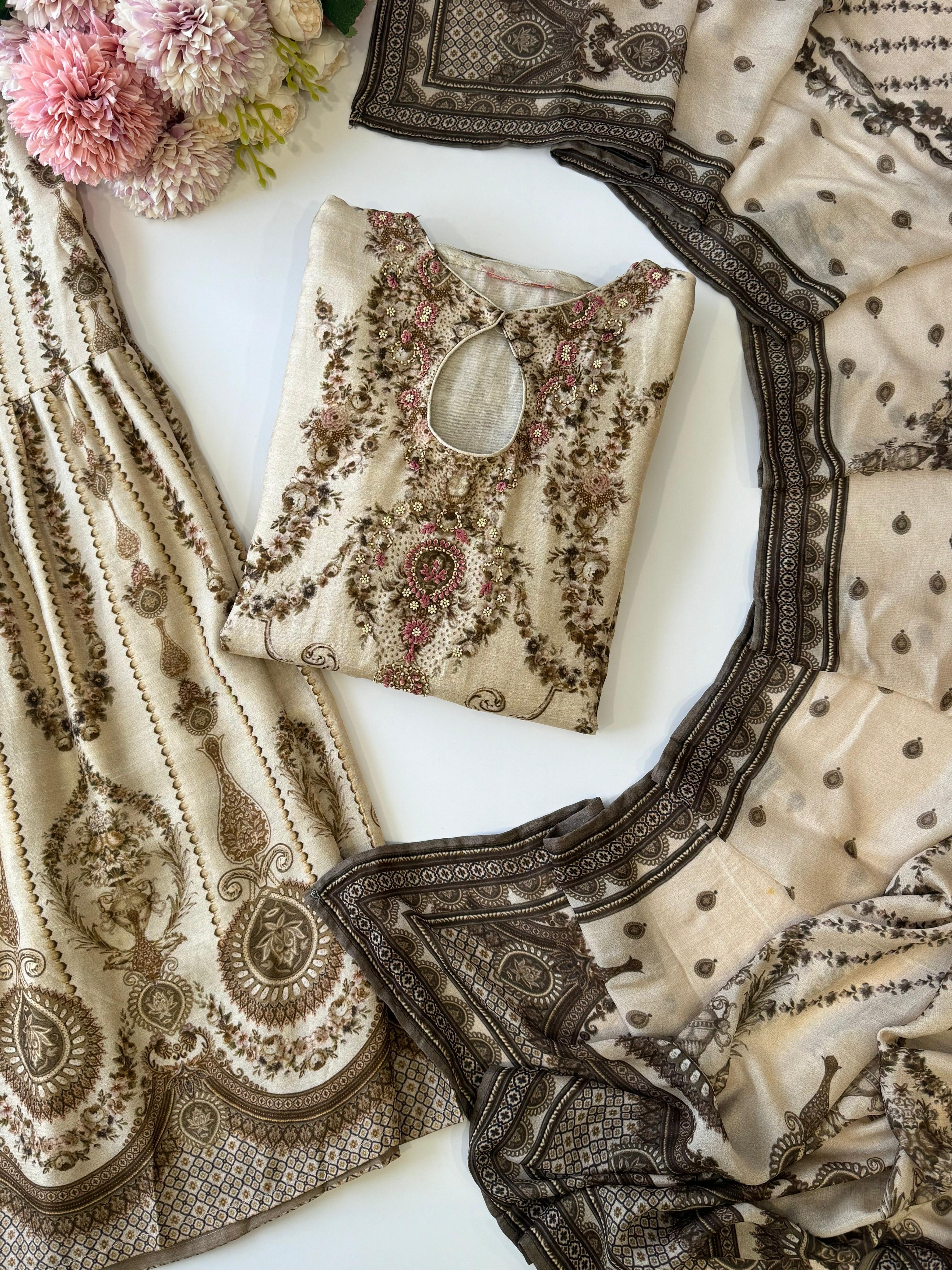 Premium Brown Paisley Print Kurta