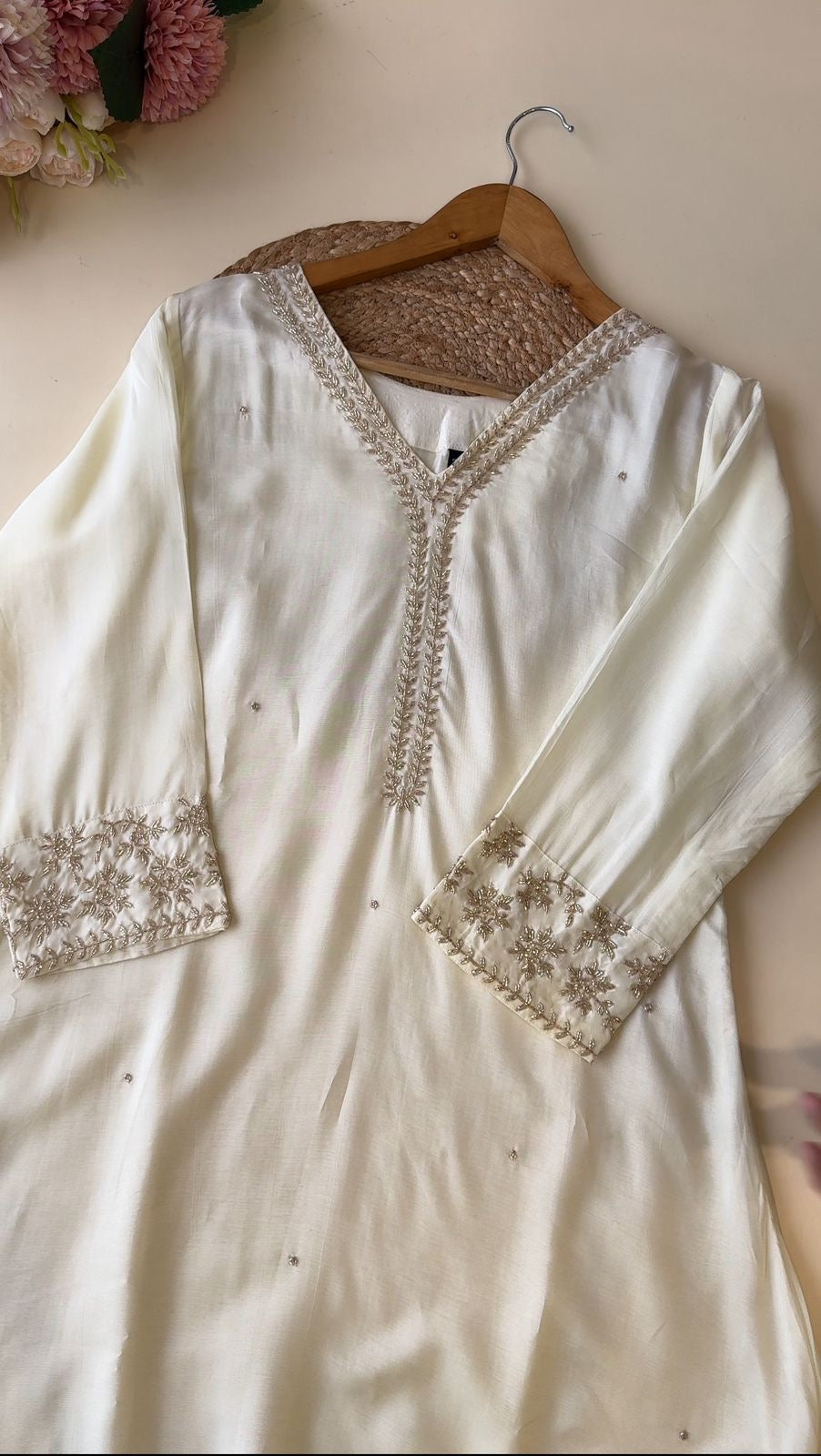 Premium russian silk suit with hand-work detailings-9076