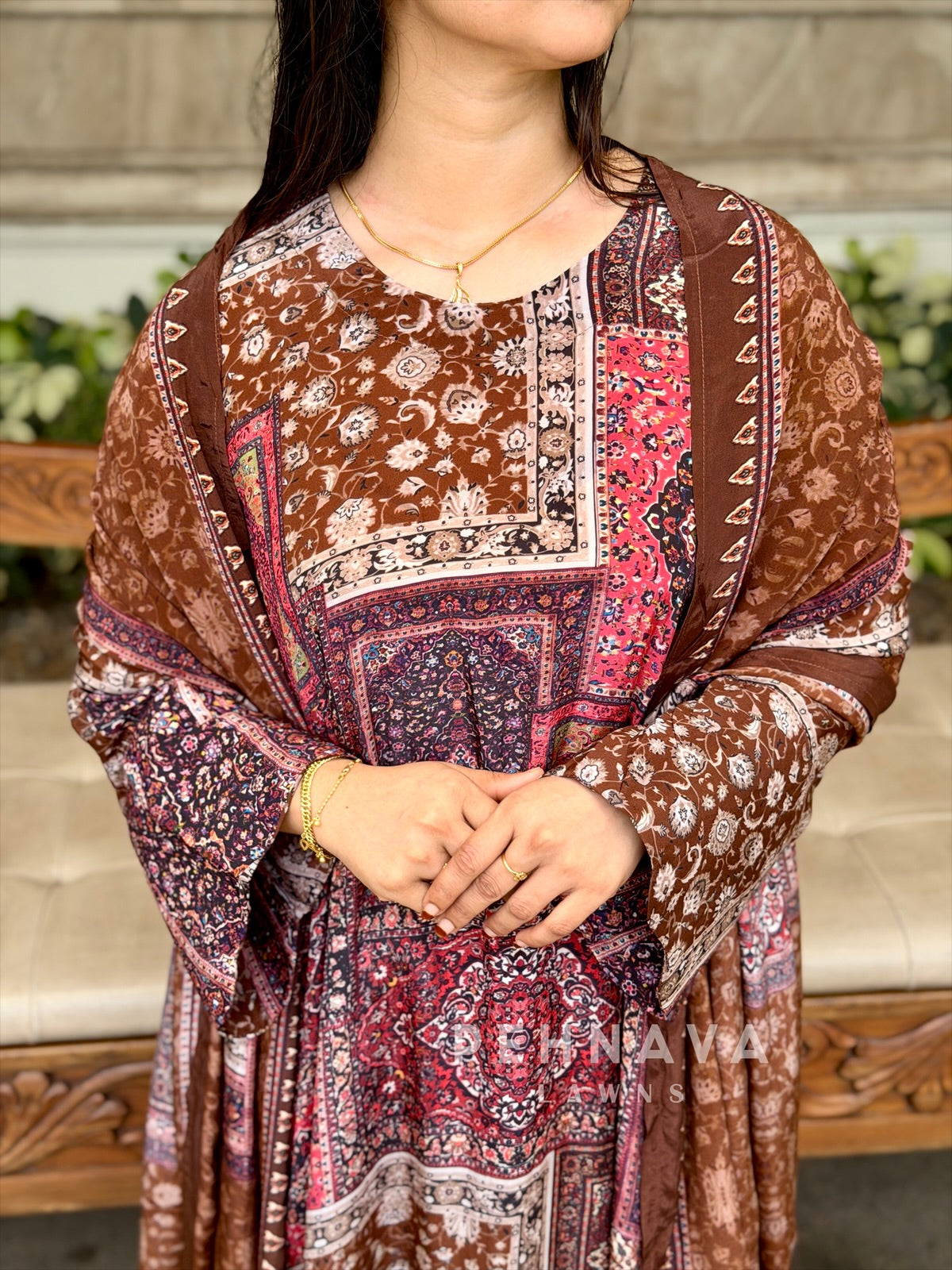 Printed Kaftan Three Piece Suit Set 5067
