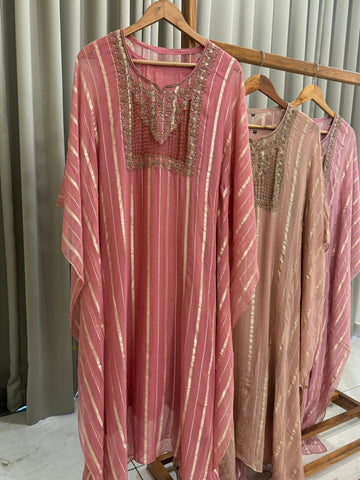 Organza Handworked kafthan with Zari-line