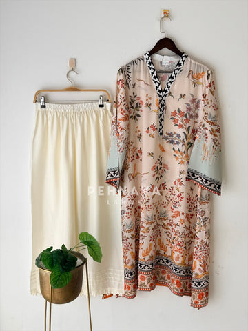 V Neck Printed Two Piece Set J6173
