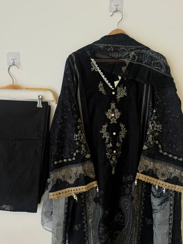 Black Printed Pakistani Cotton Suit