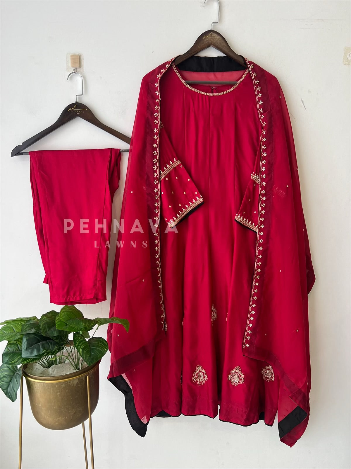 Panel Cut hand worked Anarkali - Pehnava Lawns