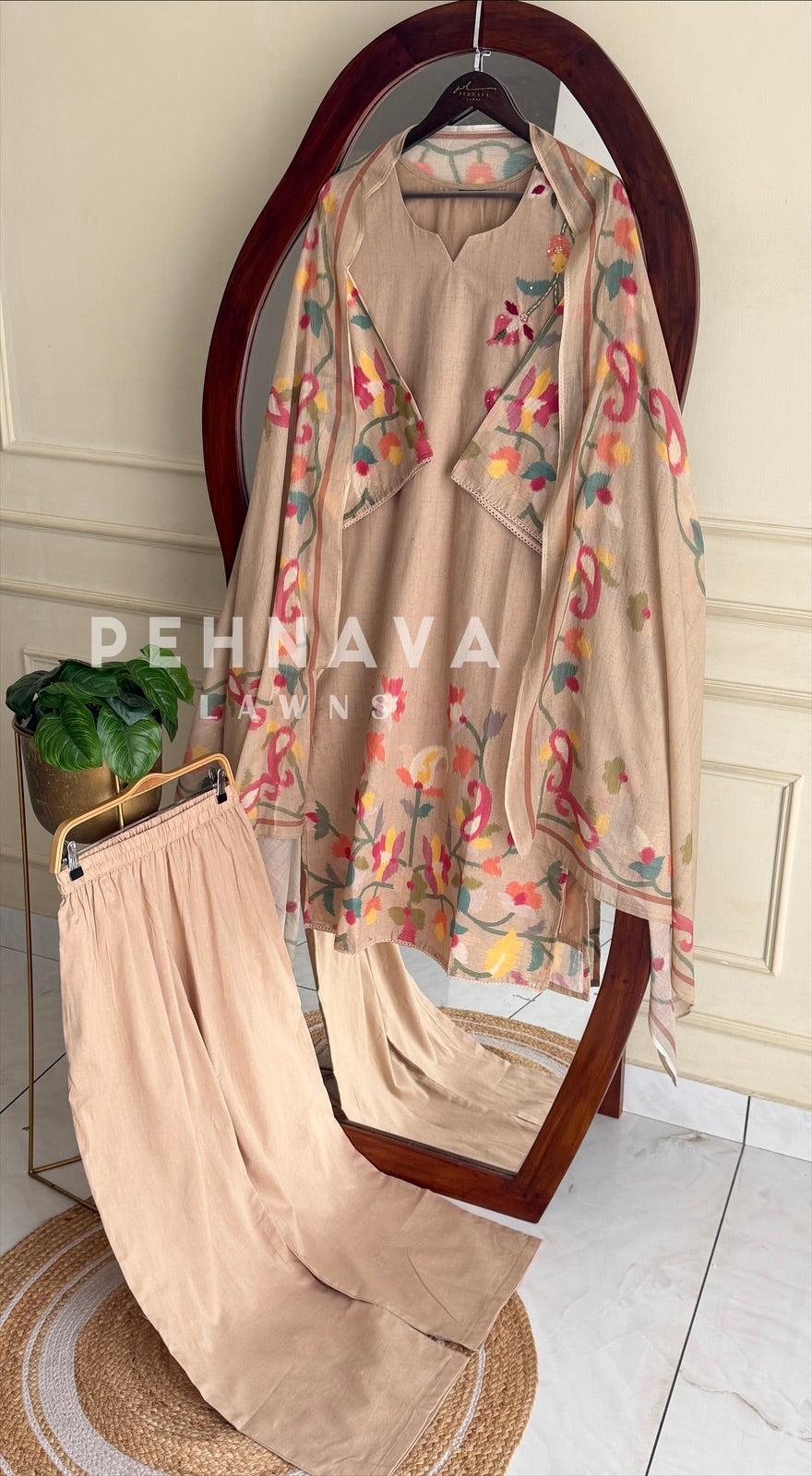 Floral Print Cotton Suit
