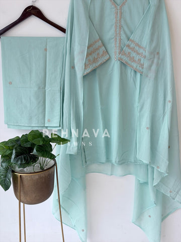 Cotton Embroidered Three Piece Suit-1001