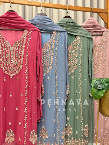 Premium Handworked Chiffon Suit-4326