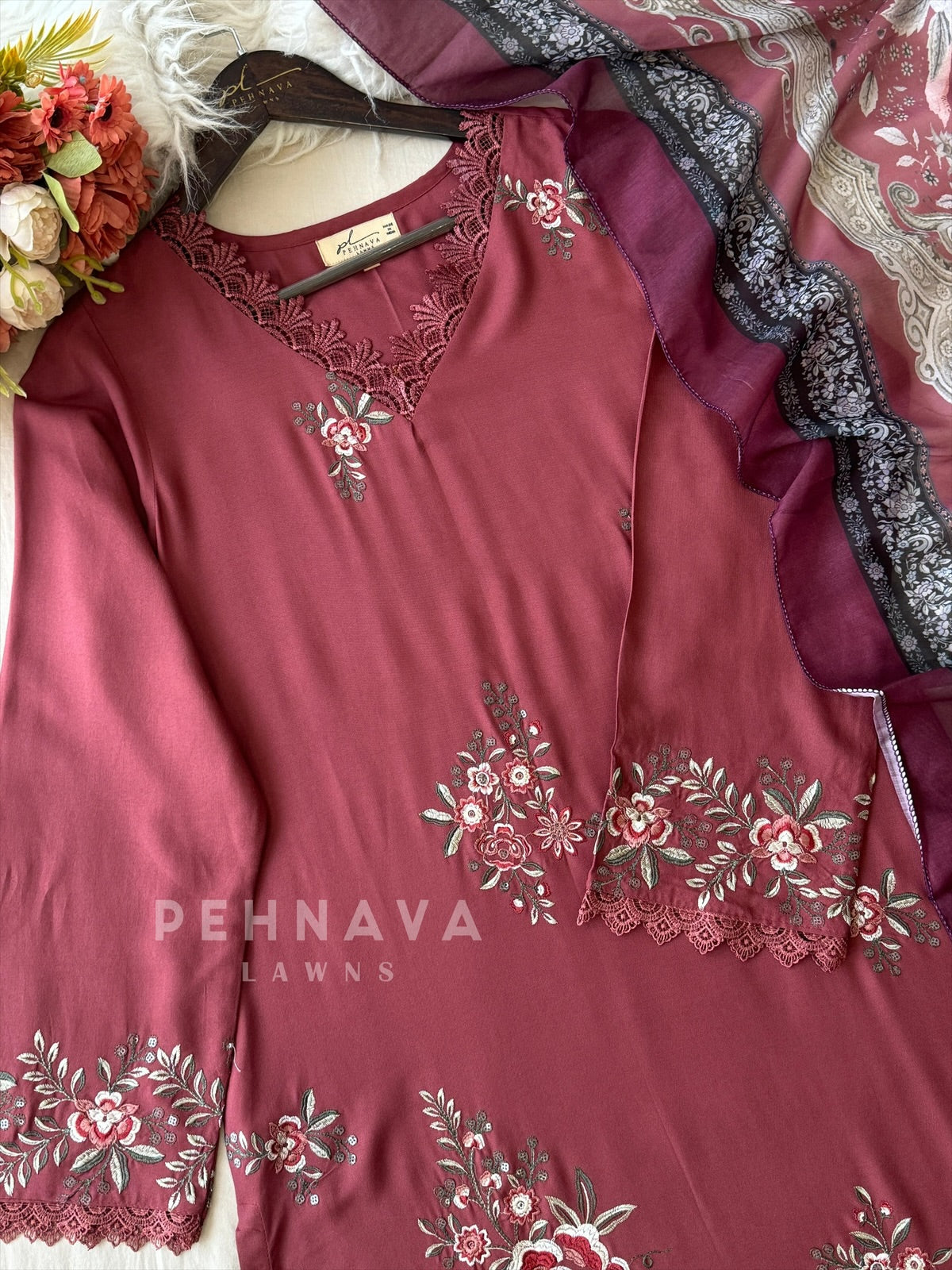 Rayon Suit with Cotton Dupatta-1536 B