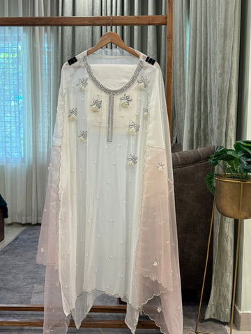 Premium chiffon handwork semi stitched  with dual dupatta suit