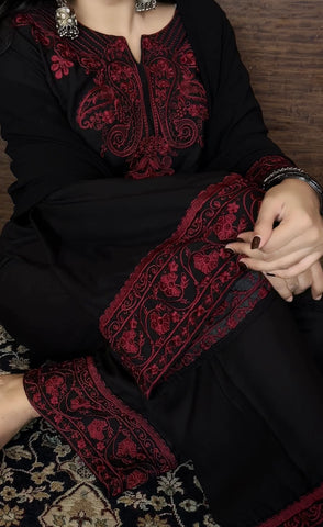 Black Bell Sleeved Pure Lawn Suit 166