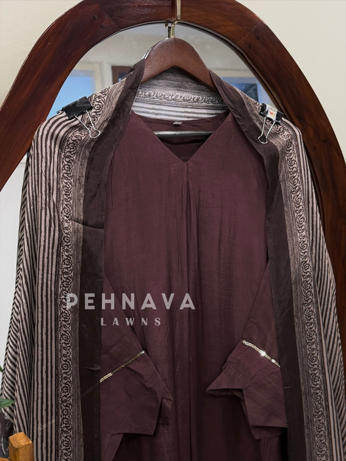 Ajrak Printed Dupatta Kaftan Suit Set-B290