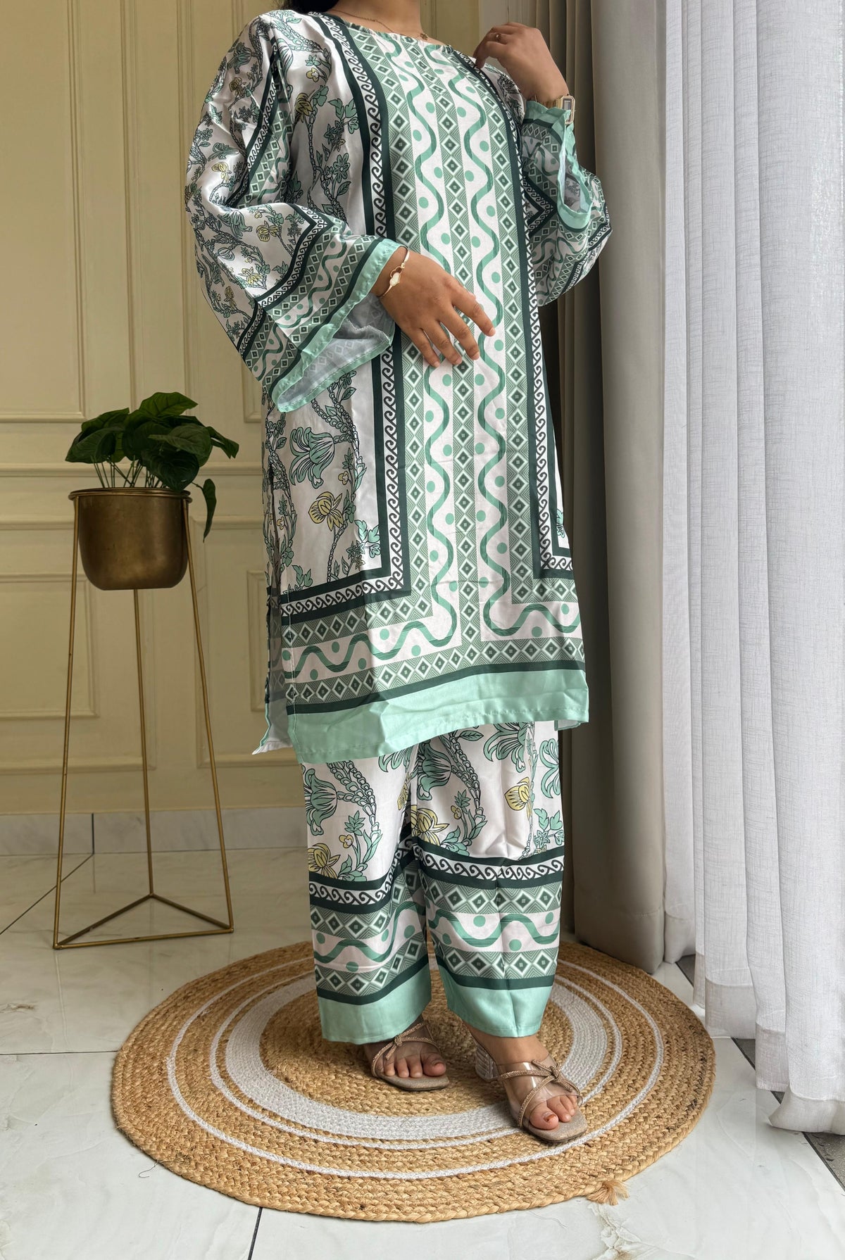 Modern Two Piece Co-Ord Set-Green