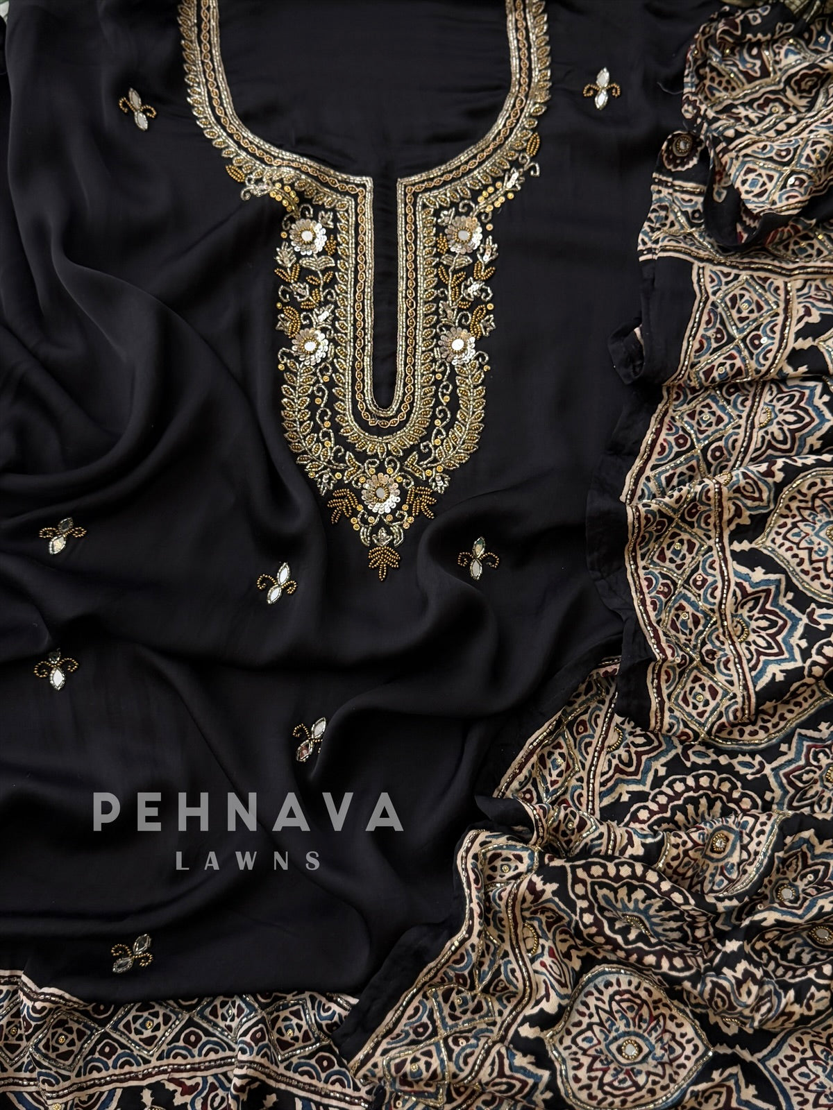 Ajrak Printed Unstitched Suit