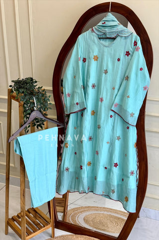 Floral Embroidered Three Piece Set