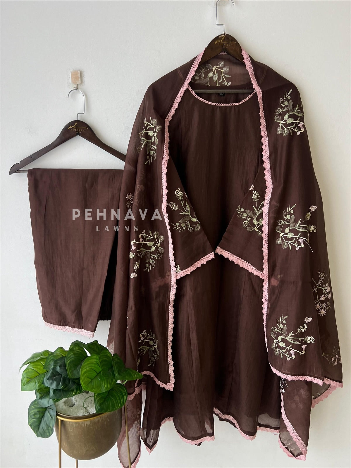 Lace-Trimmed Embroidered Suit-4139 - Pehnava Lawns