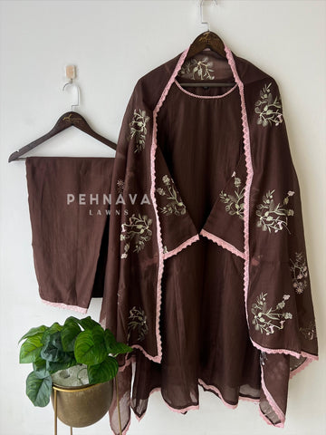 Lace-Trimmed Embroidered Suit-4139 - Pehnava Lawns