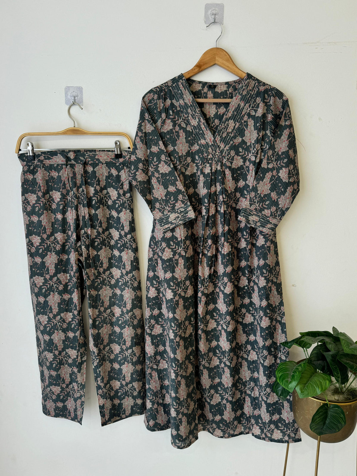 Cotton Two Piece Co-ord Set - GREY