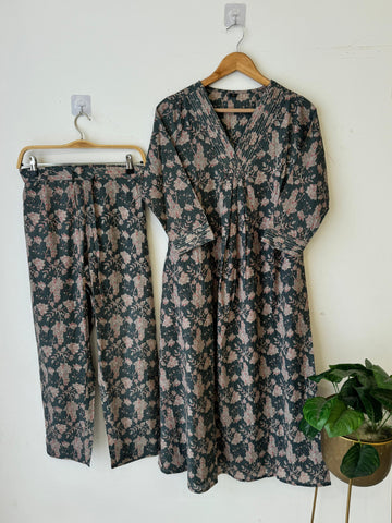 Cotton Two Piece Co-ord Set - GREY