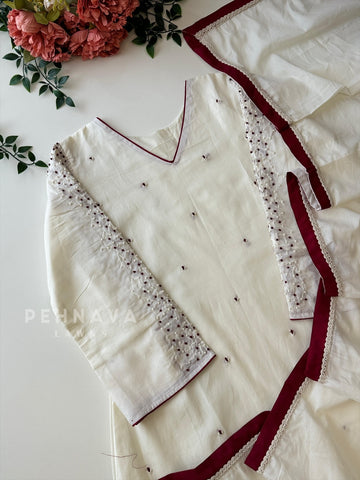 French Knot detailed Suit Set - Pehnava Lawns
