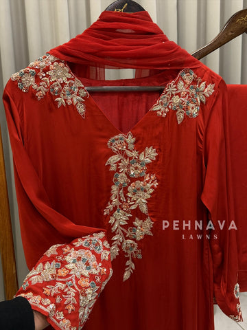 Premium Crepe Embroidered Suit