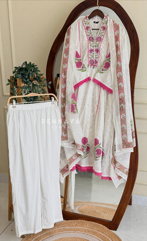 Printed Yoke Cotton Suit Set 4569