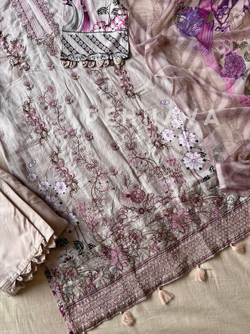 Floral Embroidered Cotton Suit -4108