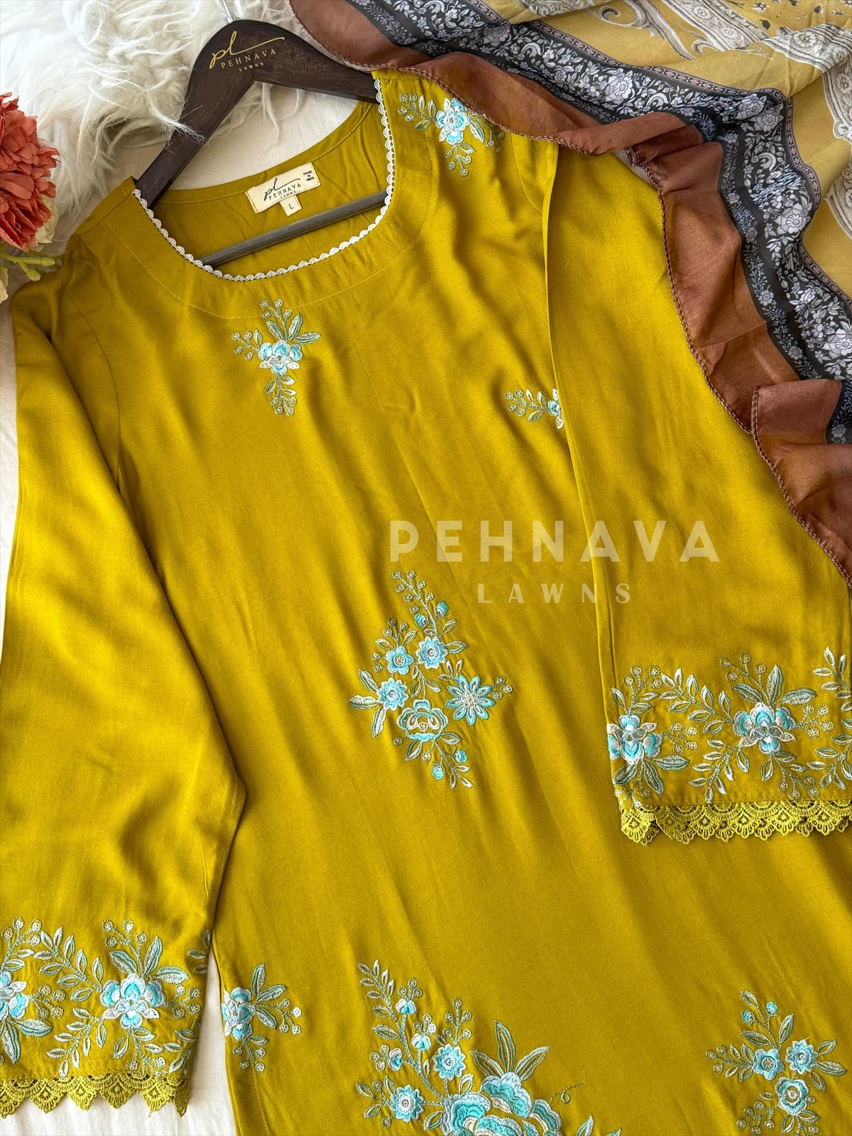 Rayon Suit with Cotton Dupatta-1536-C