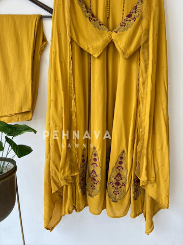 Crinkled Rayon Anarkali-6098