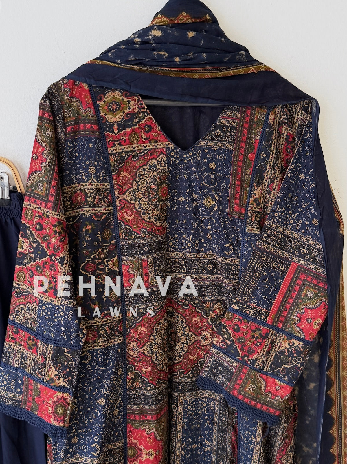 Ajrak Printed Three Piece Set