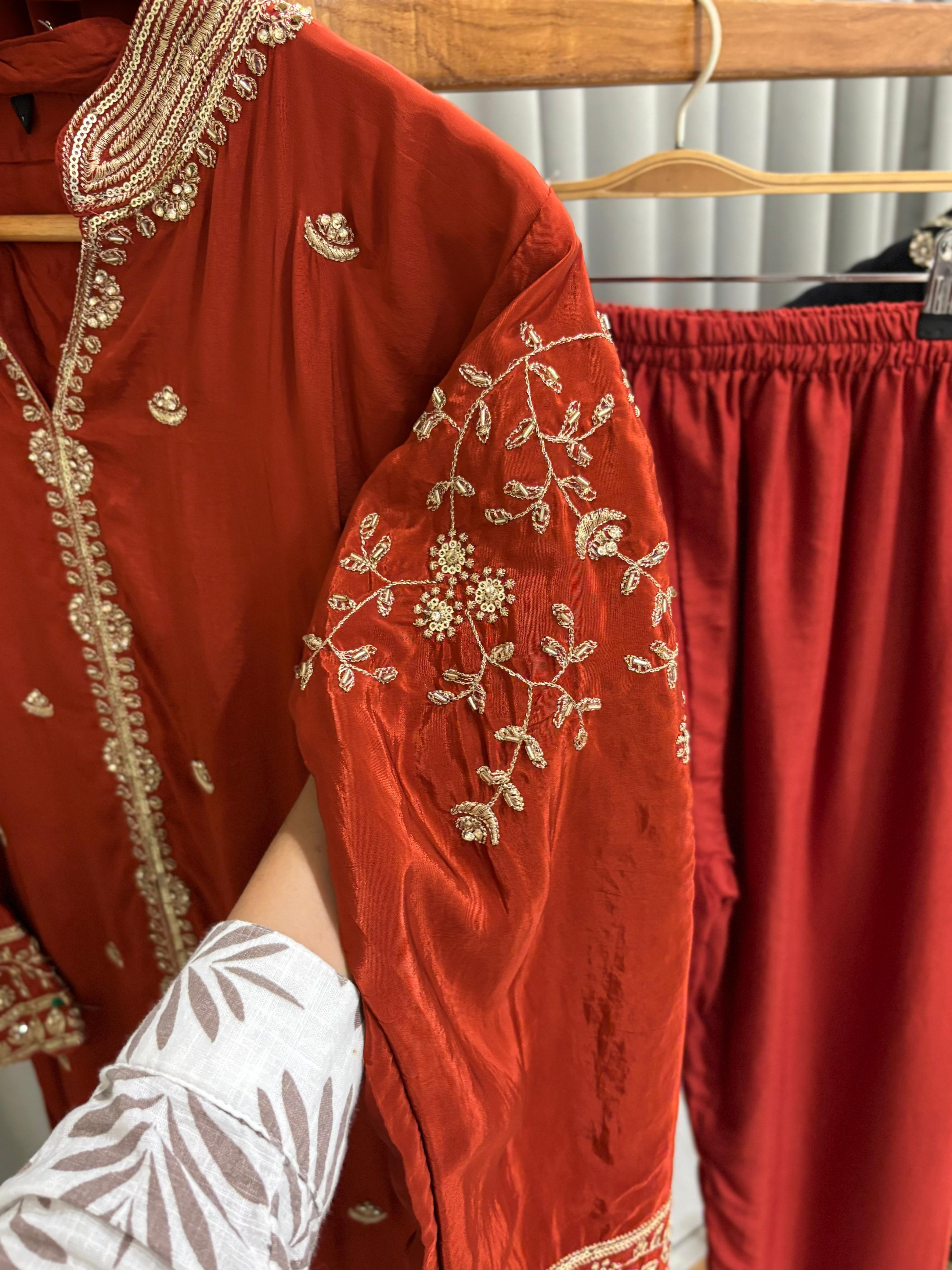 Premium Crepe suit with Handwork detailings-4992